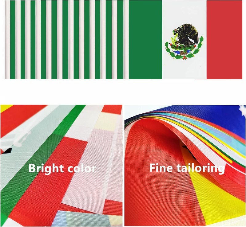 BCLin 12 Pack Mexico Desk Flags Set, Mexican Small Mini Table Office Flags with 12" Solid Black Pole, 8.2 x 5.5 Inches, Home and Office Decoration, Festival Celebrations - Image 4